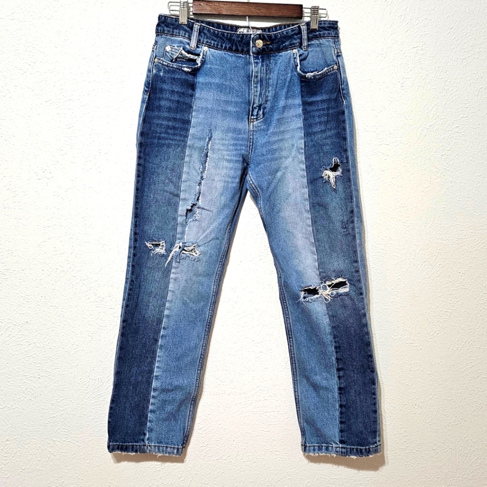 Free People 2 Toned Distress Relax Fit Denim Jeans - 29